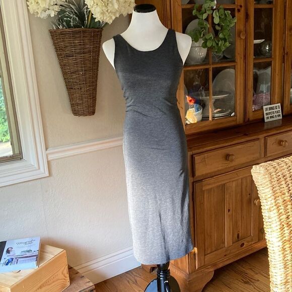 Sleeveless Tank Tee-Shirt Maxi Grey Dress Size Small - Picture 1 of 10